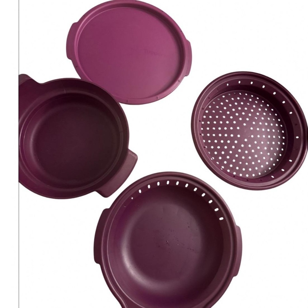 Tupperware Smart Steamer Microwave Multi Cooker 4- Piece‎ Set Purple NEW
